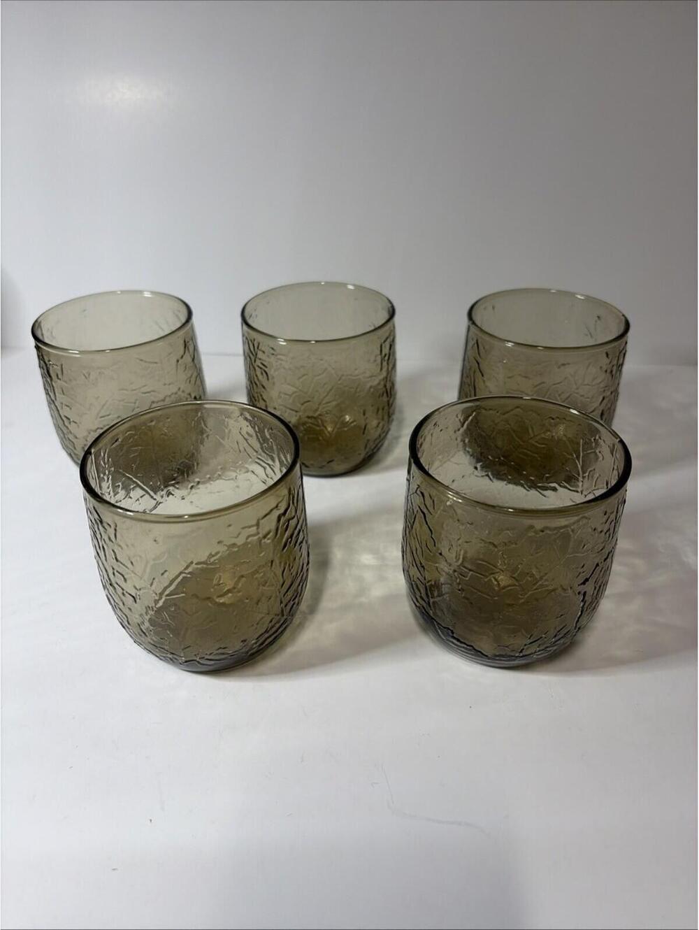 Set Of 5 vintage Anchor Hocking Sherwood juice glasses